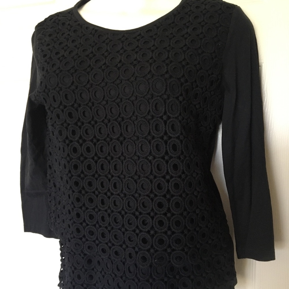 JCrew Black Blouse Long Sleeve Top Sz Sm